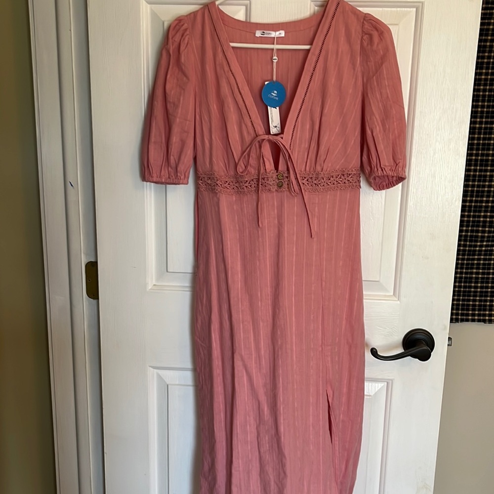 NWT Blush rose women’s size small dress short sleeve dress with tie front